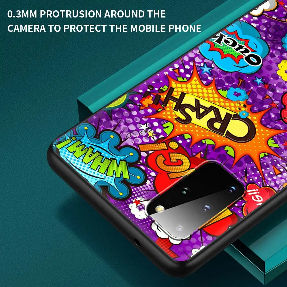 

Anime Graffiti Sticker Case For Samsung Galaxy S21 S20 FE S10 S9 Plus Note 20 Ultra 9 8 10 Lite Capa Black Shell Phone Cover