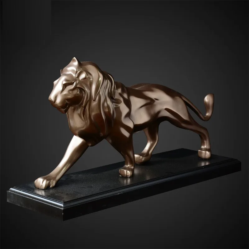 

2021 New Retro Hero Lion Bronze Art Sculpture Mascot Figurine Home Decoration Accessories Resin Crafts Animal Statue