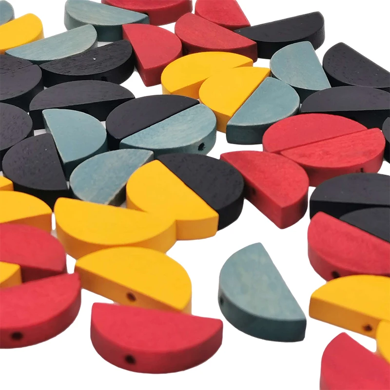 

Fkewyy Semicircle Wood Beads DIY Natural Round Spacer Wooden Beads Lead-Free Wooden Balls Loose Beads Big Hole Jewelry Making