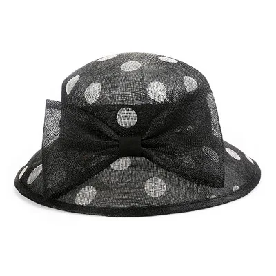 

2021 new fashion top hat elegant polka dot linen hat evening banquet female hat