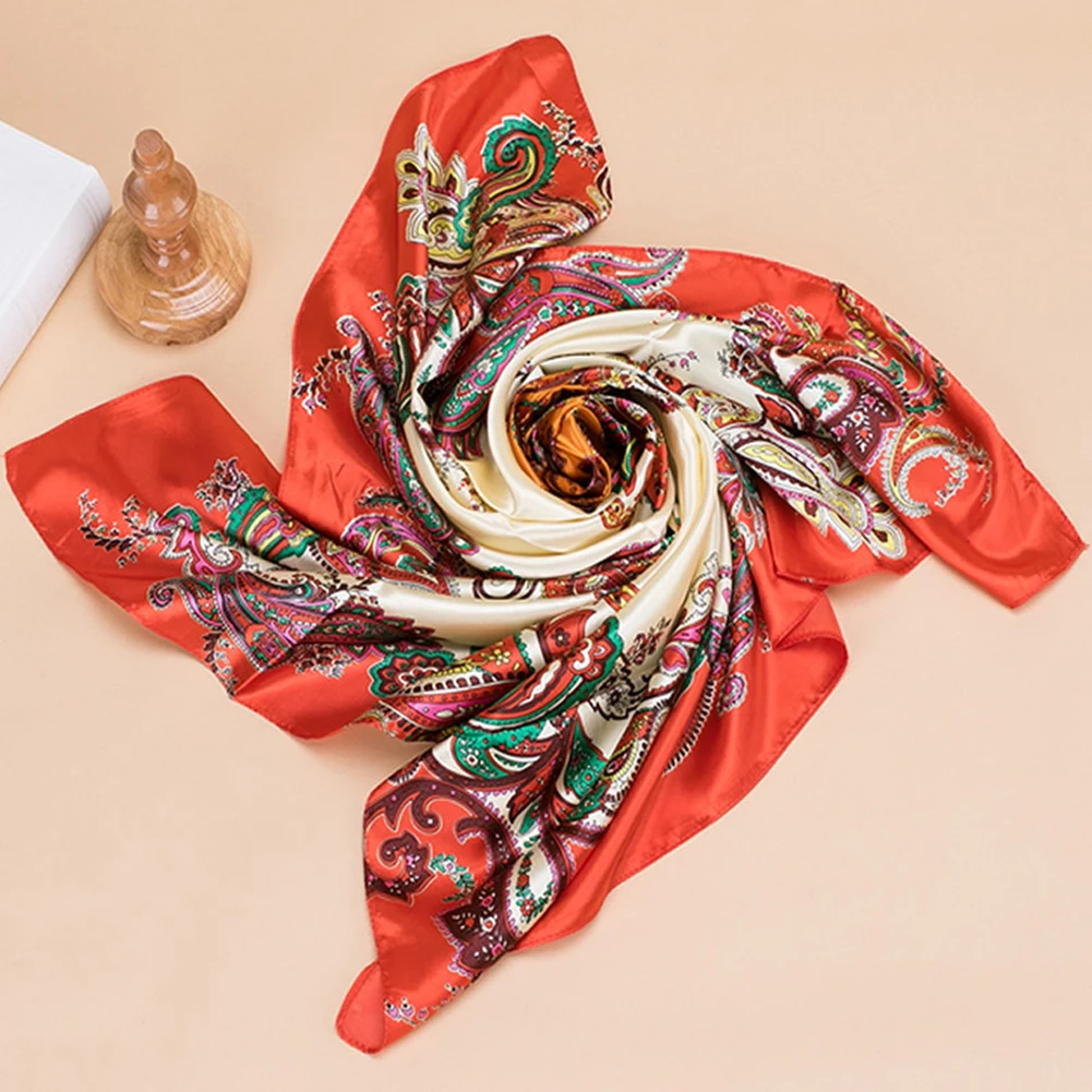 Квадратное полотенце из искусственного шелка 90x90 см Женский атласный элегантный