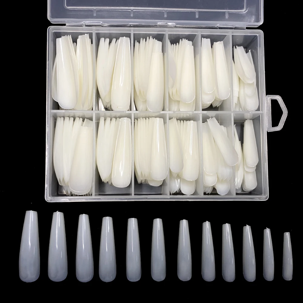 240pcs full cover XXL coffin nail tips extra long press on nails professional Natural clear artificial capsule ongle | Красота и