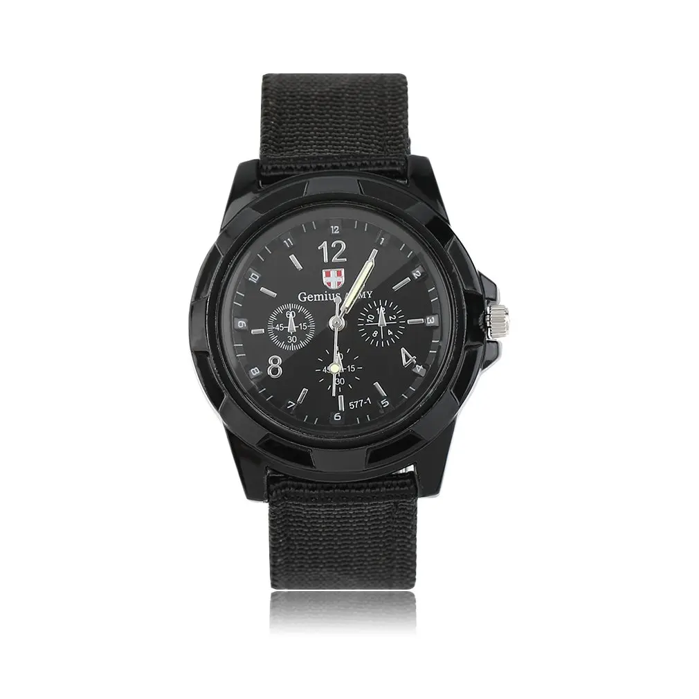 

Аналоговые мужские светящиеся кварцевые наручные часы GENBOLI, унисекс, 1 шт., Холщовый ремешок, армейский военный спортивный стиль, Relogio