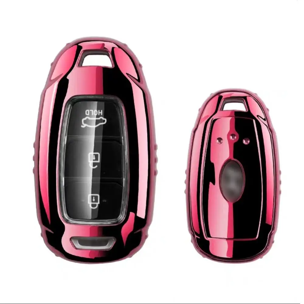 pink Чехол для ключей автомобиля для hyundai i30 Ix35 Solaris Azera Elantra Grandeur Ig Accent Santa Fe Verna крышка - Название цвета: pink