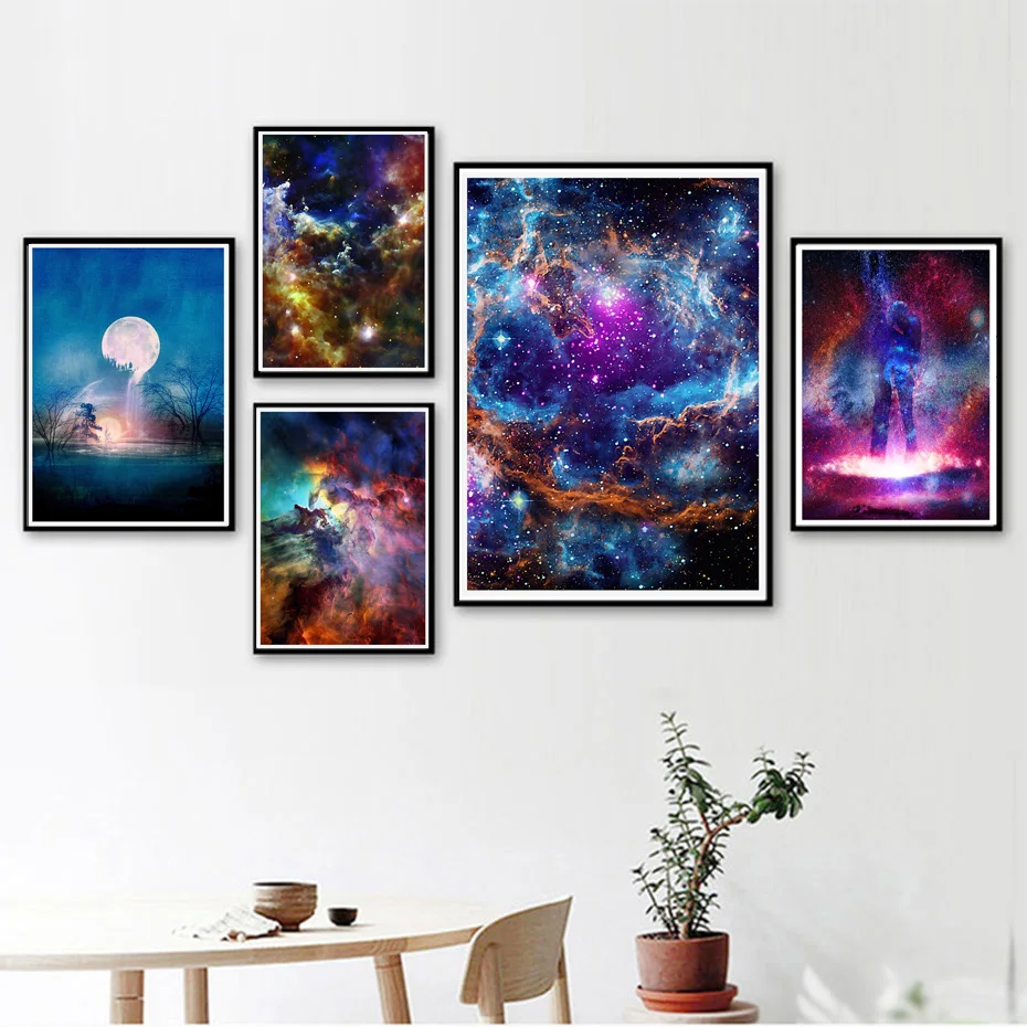 

YIKELA Abstract Moon Full Square/Round Drill 5D DIY Diamond Painting Universe Starry Sky Embroidery Cross Stitch 3D Home Decor