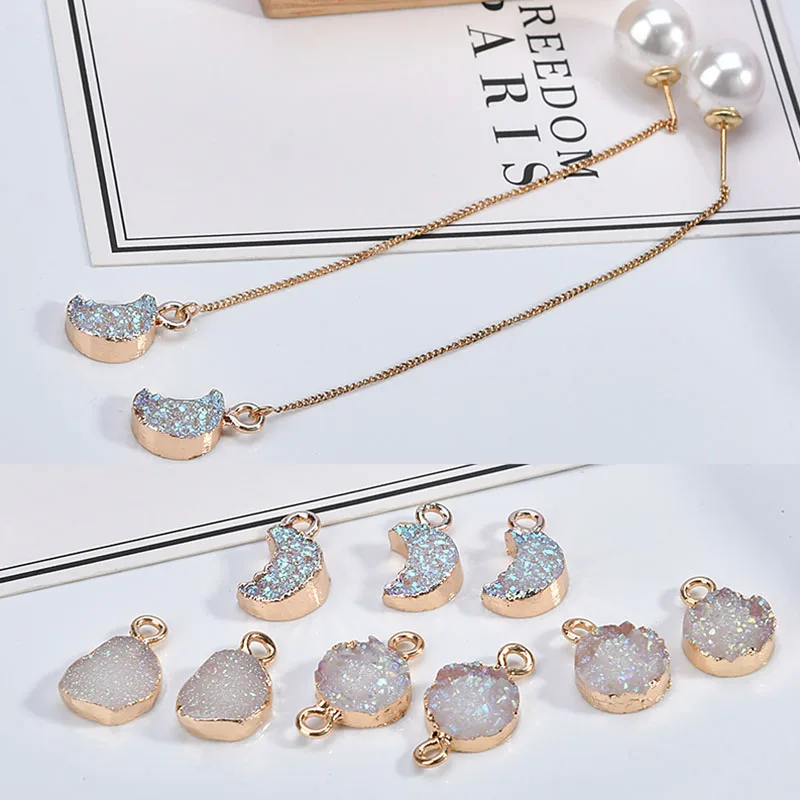 Новая Корейская версия простой иллюзии цвет Луна двойной кулон аксессуары DIY