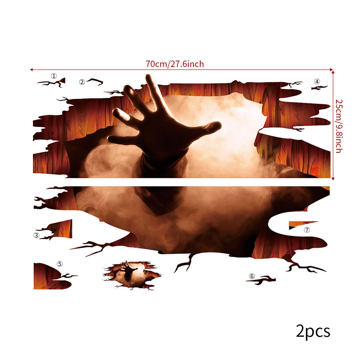 Совершенно новые 3D наклейки на пол Хэллоуин Переводные картинки стену Побег из