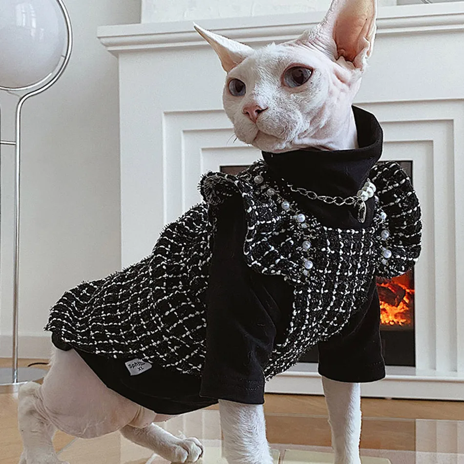 

Sphinx Cat Clothes Luxury Design Autumn Winter Clothes Dress For Sphint Cat Kitten Original Skirt Sphynx Cat Clothing Sphinksu