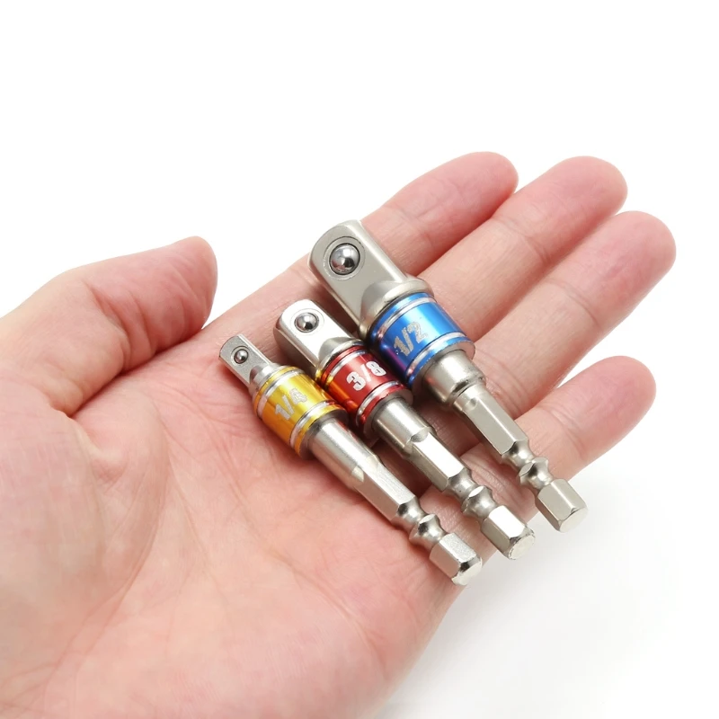 

3pcs Power Screwdriver Driver Socket Bit Adapter Drill Nut Driver 1/4" 3/8" 1/2" Hex Shank Power Extension Bar Adaptor