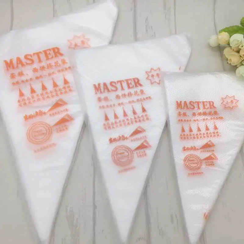 

100Pcs Transparent Pastry Bag Cake Cream Decorating Piping Bags Plastic Pastry Nozzle Tip Tool Disposable Kitchen Supplies