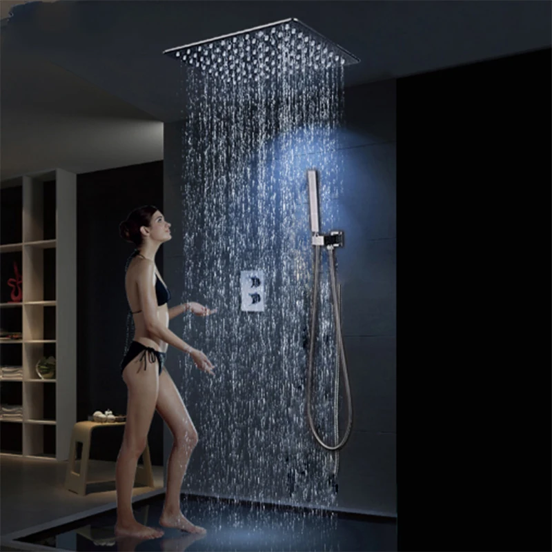 Набор для душа с термостатом 10 дюймов лейка Водопад из латуни потолочный монтаж