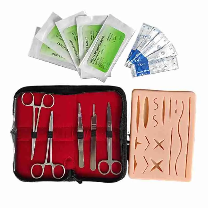 

Skin Suture Practice Set Wound Simulated Training Kit Needle Scissors Silicone Pad Tool Teaching Equipment Fit Medical Students