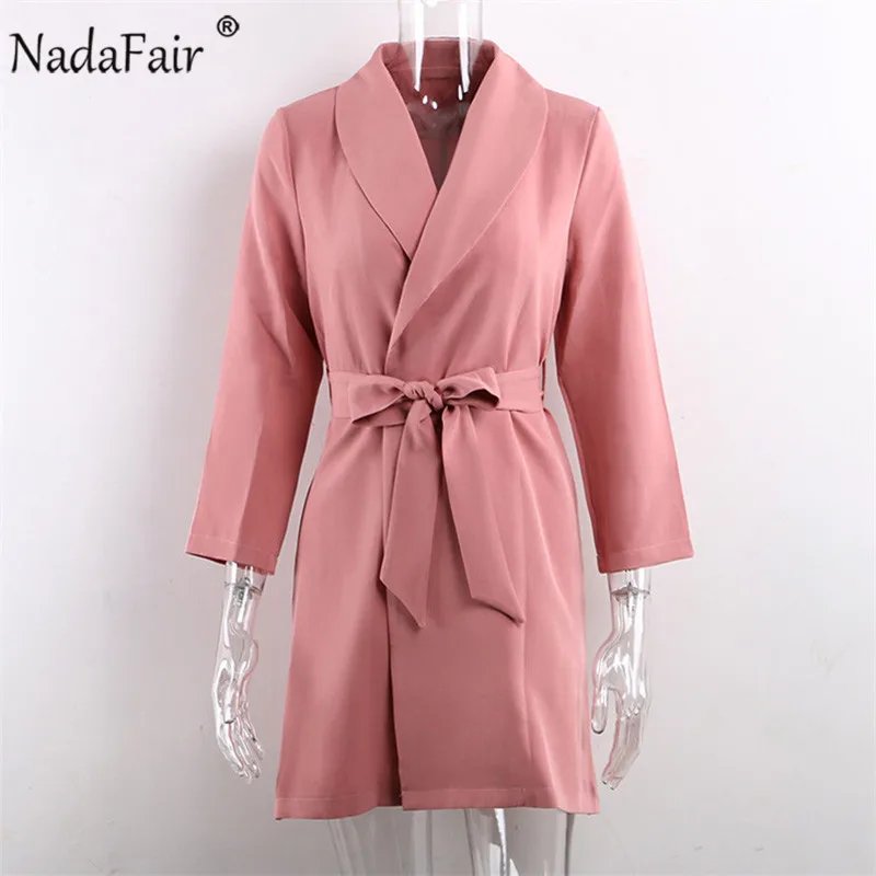 Женское офисное платье блейзер с длинным рукавом и поясом|Женские платья| |