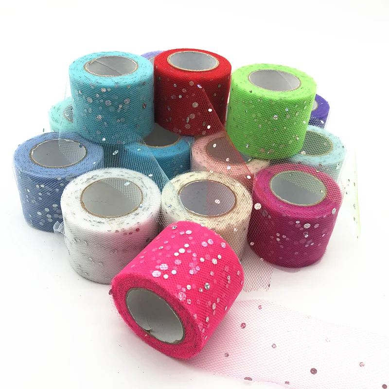 

Tulle Roll 22m 5cm Glitter Sequin Tutu Fabric Wedding Decoration Organza Laser DIY Crafts Birthday Party Supplies White