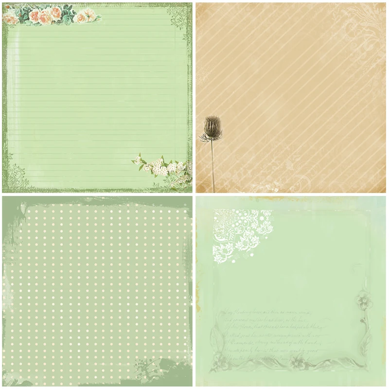24 sheets 6&quotX6" Soft Green Paper Scrapbooking patterned paper pack handmade craft Background pad card | Дом и сад