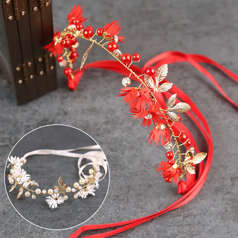 Новая женская повязка на голову с цветком лентой венок Свадебная вечеринка для