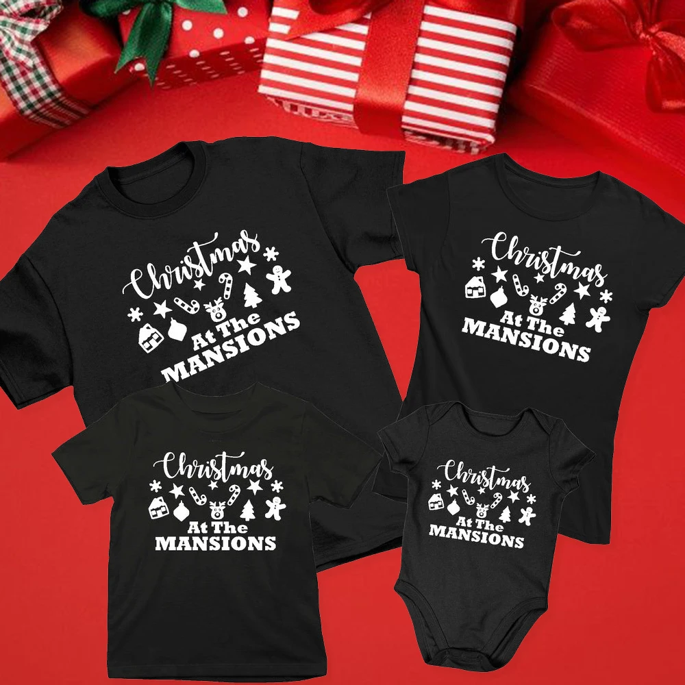 Рождественская семейная подходящая одежда для папы мамы детей футболки детские