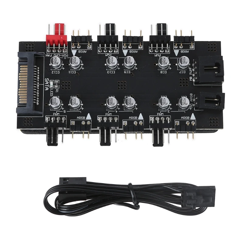 

2021 New 5V 3 Pin ARGB 4 Pin Fan PWM HUB 1 To 8 Multi Way Splitter for PC Motherboard LED Strip Light Control Adapter