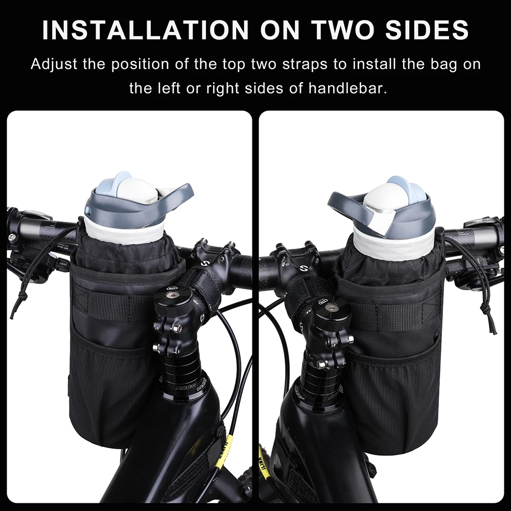 Rhinowalk Bike Bag Handlebar Stem Bag Cycling Water Bottle Carrier Pouch Riding Insulated Kettle Bag Touring Commuting MTB Pack