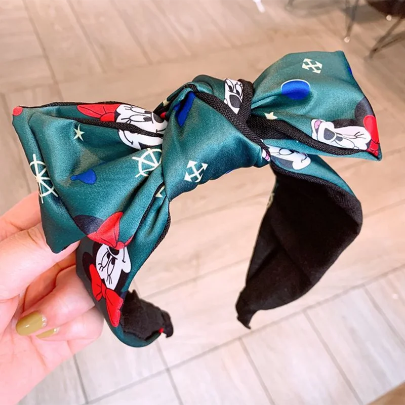 Детский ободок для волос с Микки и Минни Маус аксессуар в стиле ретро зеленый