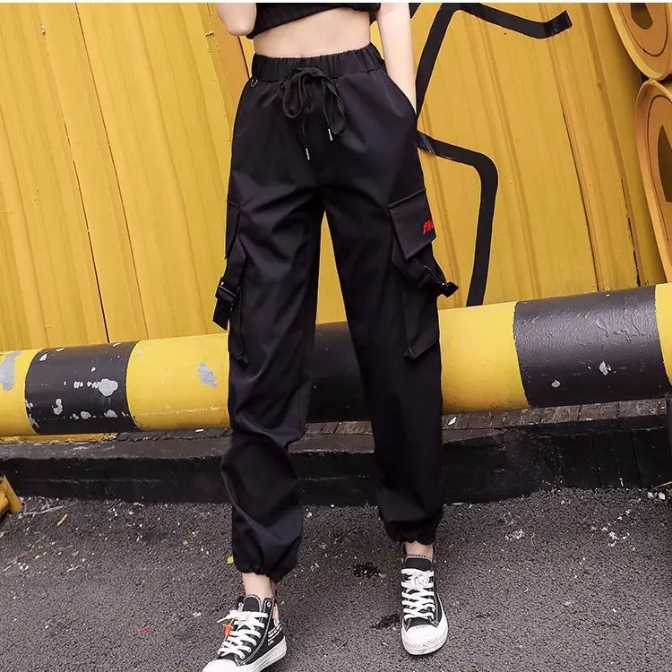 Новые Беговые брюки в повседневном стиле черные женские повседневные штаны