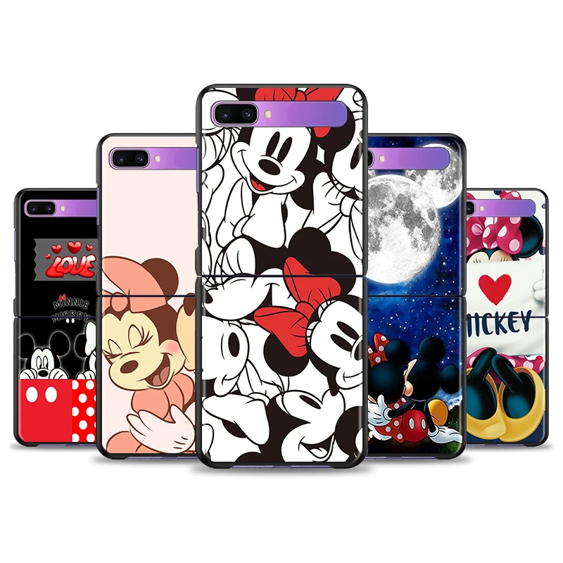 

Cover For Samsung Galaxy Z Flip 6.7" Flip3 5G Black PC Hard Phone Case Segmented Protect Coque Love Mickey And Minne