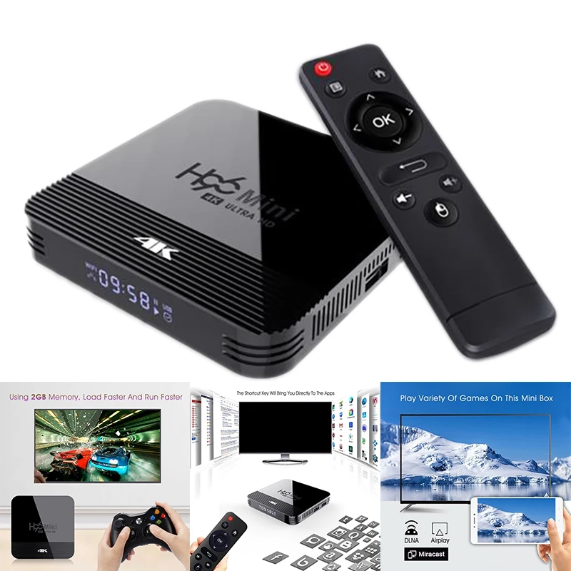 

ТВ-приставка H96 MINI H8 Android 9.0 1 + 8G RK3228A Четырехъядерный 4K Wifi BT4.0 ТВ-приставка HDMI-совместимый медиаплеер