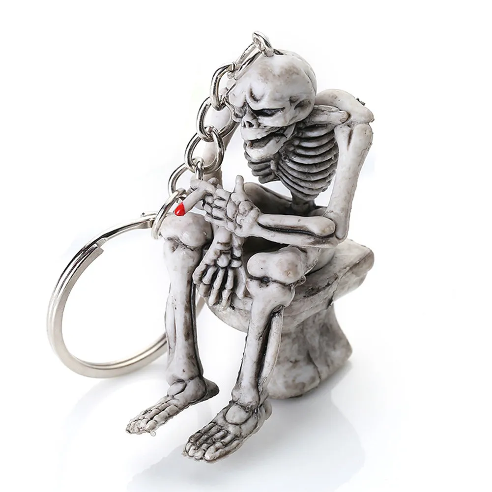 Автомобиль туалет брелок со скелетом человека Форма цепочка для ключей