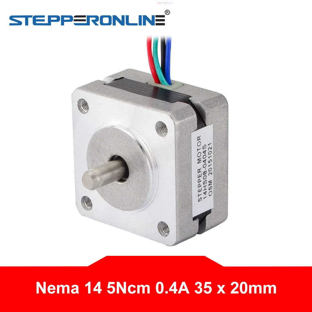 Nema 14 биполярный шаговый двигатель 1 8deg 5Ncm (7 08 унций. Дюйм) 0 4a 10 в 35x35x20 мм 4 провода