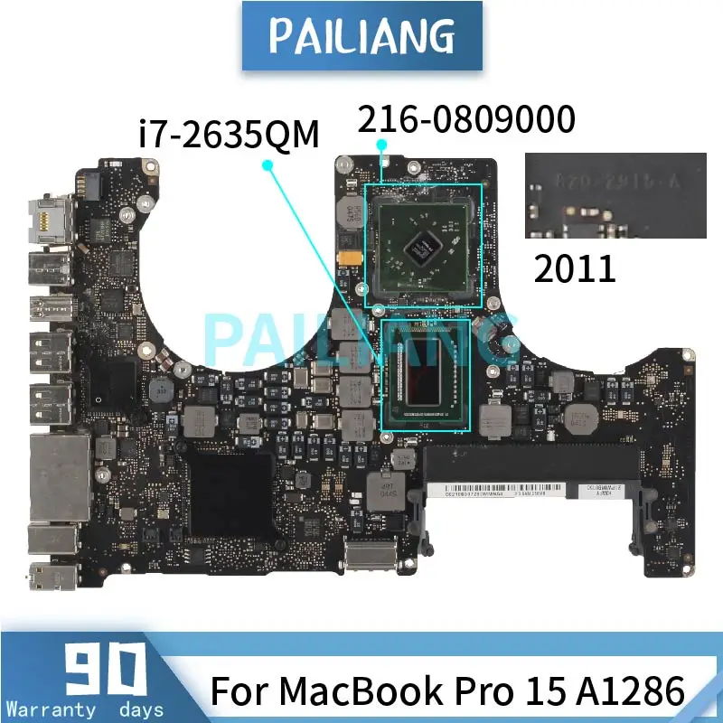 PAILIANG материнская плата для ноутбука MacBook Pro 15 A1286 i7-2635QM 820-2915-A 216-0809000 тестирование -