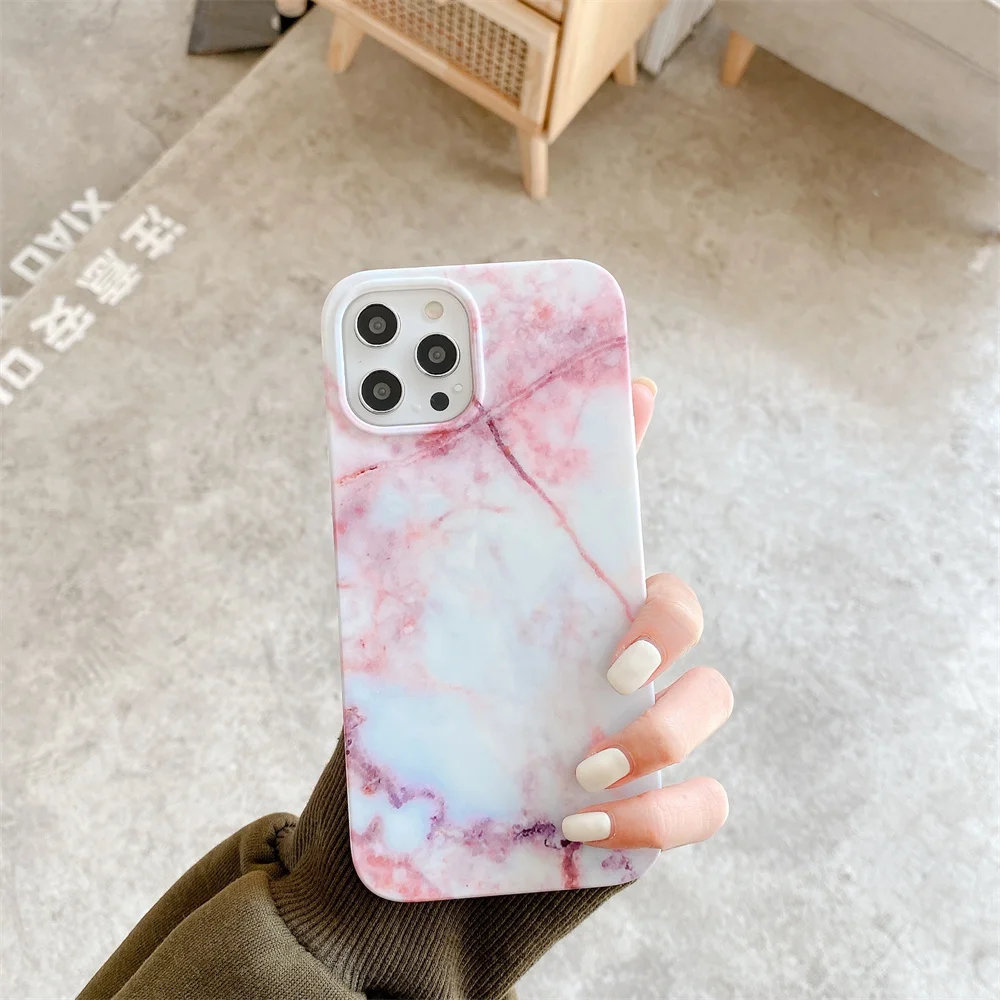 

IMD Series Decor Marble Natural Fine Hole Soft Phone Case Cover For Iphone 12 12mini 12pro 11 11pro Max 7 8Plus Xs Xr Xs Max