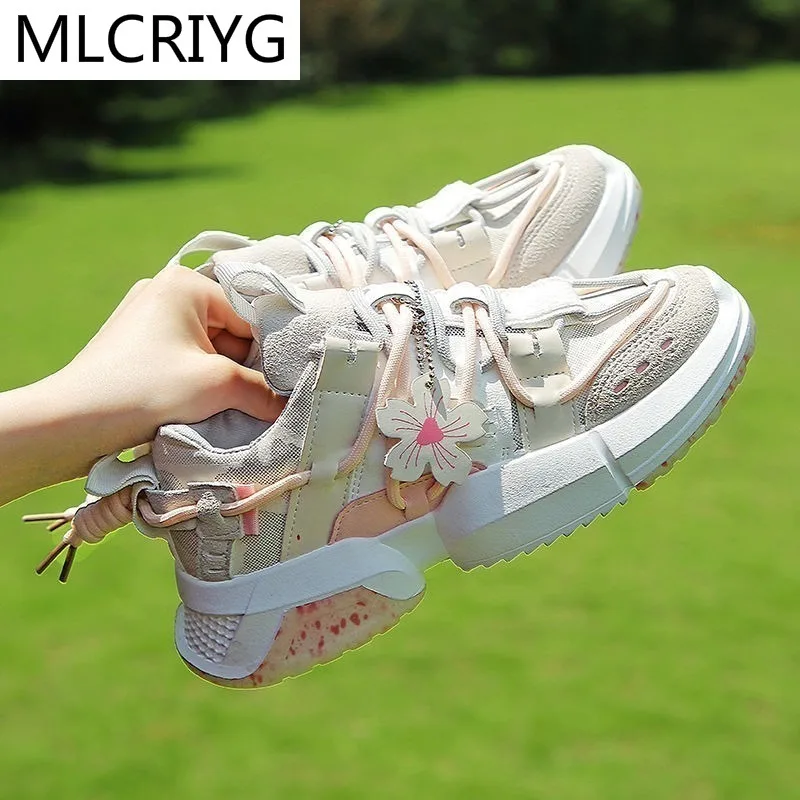 

2021 Spring New Women Lace-up Casual Shoes Fashion Women Sneakers Mesh Breathable Comfortable Walking Women Vulcanized Shoes