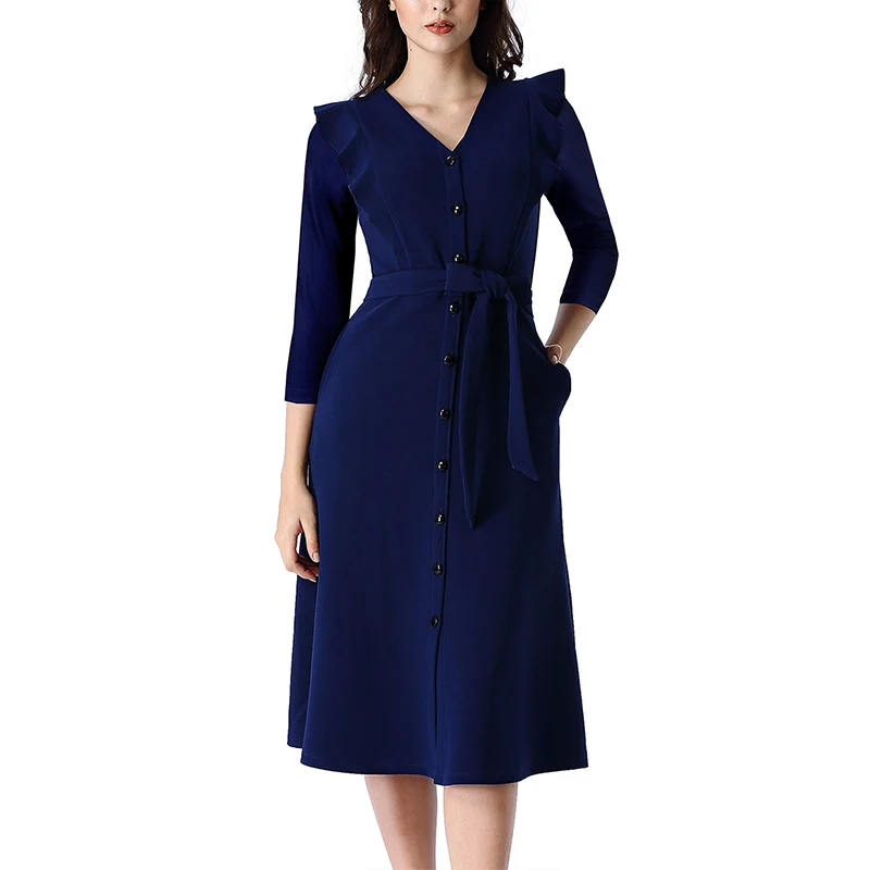 Женское плиссированвечерние платье-трапеция Vfemage осеннее платье средней длины в