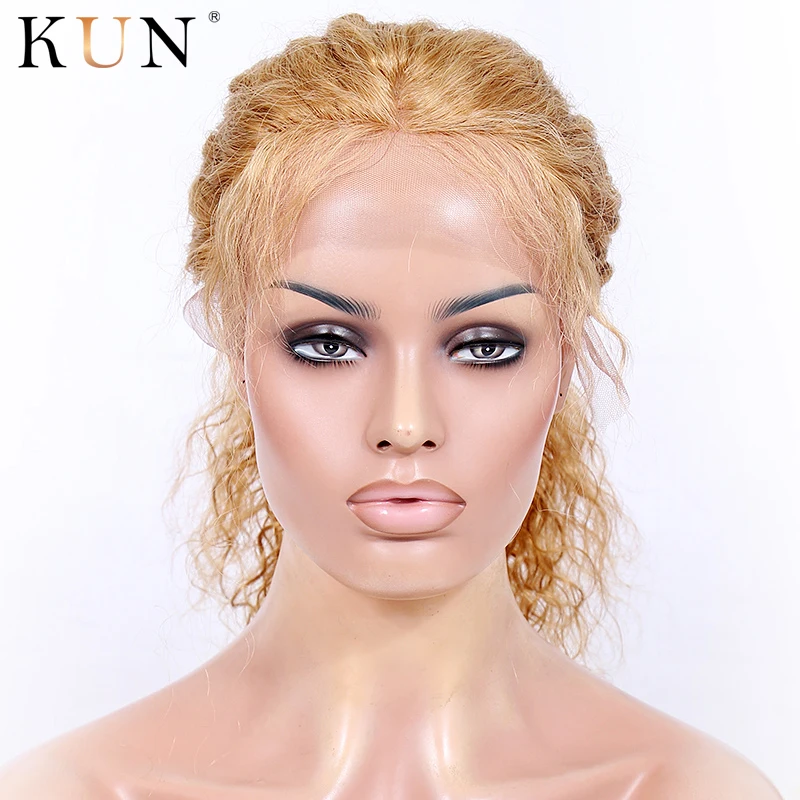 #27 Клубника блонд Омбре кружева передние человеческие волосы парики волна воды