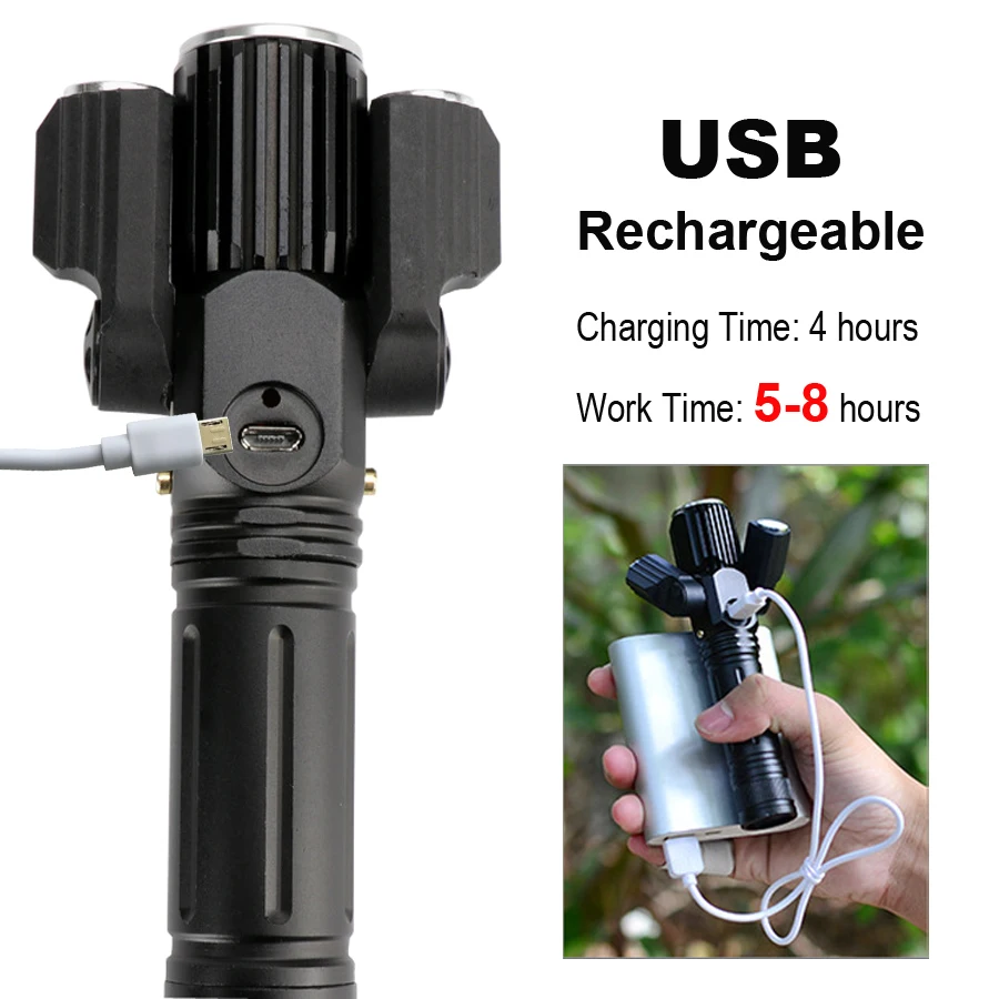 Светильник фонарь 1000 люмен для горного велосипеда с зарядкой от USB и