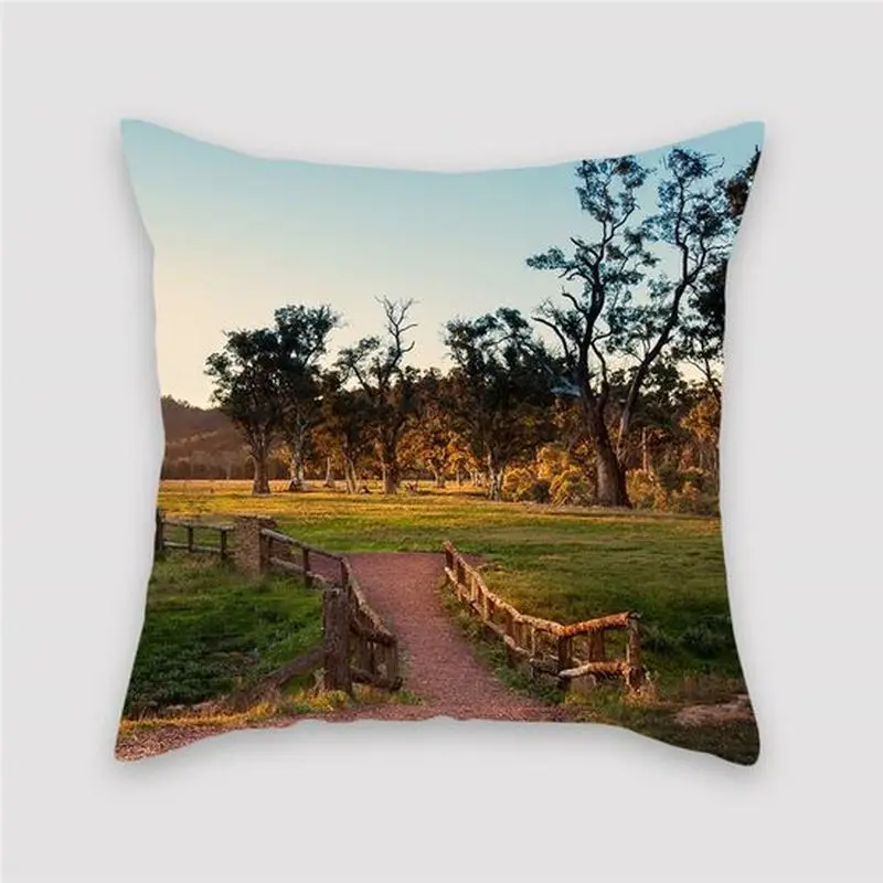 

Fuwatacchi Beautiful Scenery Cushion Cover Ancient Architecture Rural Pillows Cover For Car Home Room Decoration Pillowcase