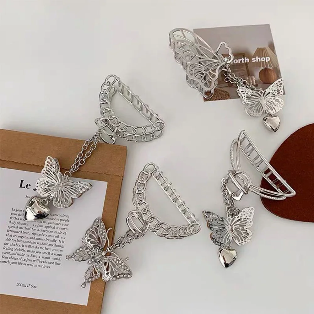 Металлическая Заколка-краб для волос с длинной бабочкой золотистые и