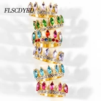 flscdyed rainbow crystal crown gold for women 2021 new gothic girl jewelry advanced set accessories for korean fashion female