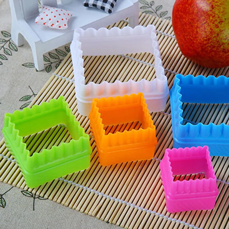 Random color 5Pcs Fondant Cake Cookie Plastic Cutters Decorating Molds Tool Set Kitchen Supplies healthy Material - купить по
