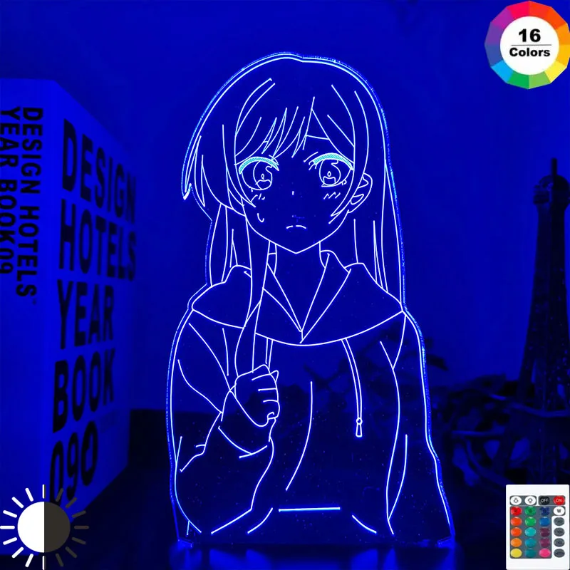 

Led Night Light Lamp Anime Kanojo Okarishimasu Chizuru Ichinose for Bedroom Decorative Nightlight Birthday Gift 3d Table Light