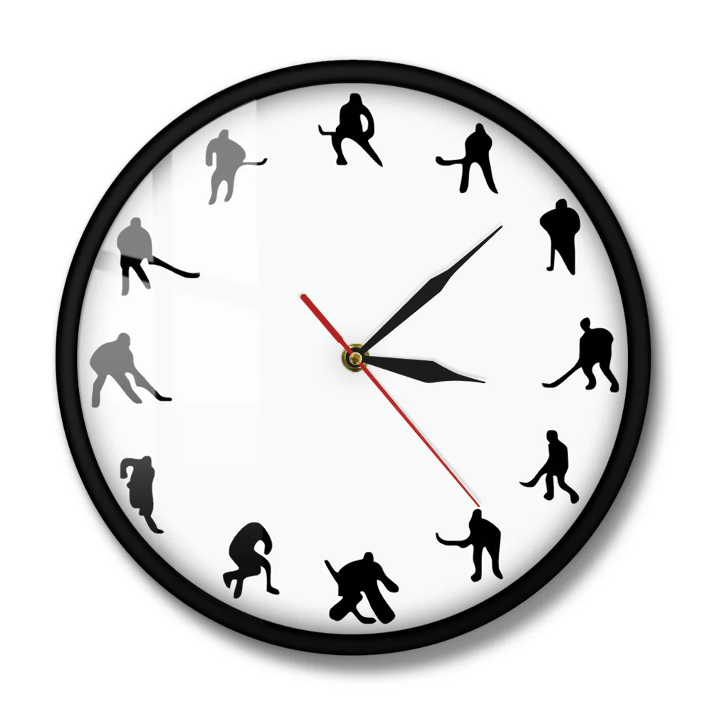 Настенные часы для хоккея минималистичный дизайн с шайбой спорта комнаты