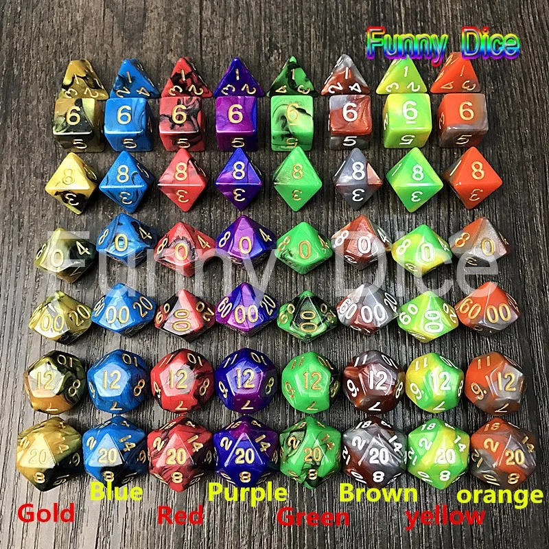 Поп распродажа многогранных 7pcs die D & d игральные кости с эффектом туманности Rpg