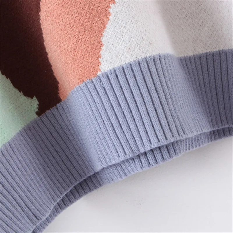 

Turtleneck Winter 2020 Pullover Woman Sweaters Harajuku Patchwork Sweaters Women Knitted Fashion Female Loose Jumper