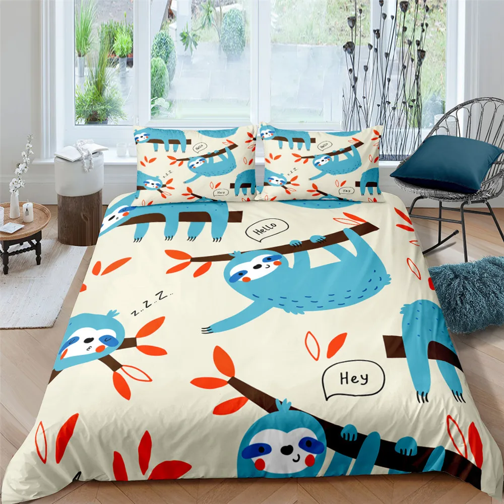 

2/3 предмета в комплекте Детские Ленивец Пододеяльник Мультфильм 3D постельного белья Edredon один печатная Элитная детская крышки кровати опто...