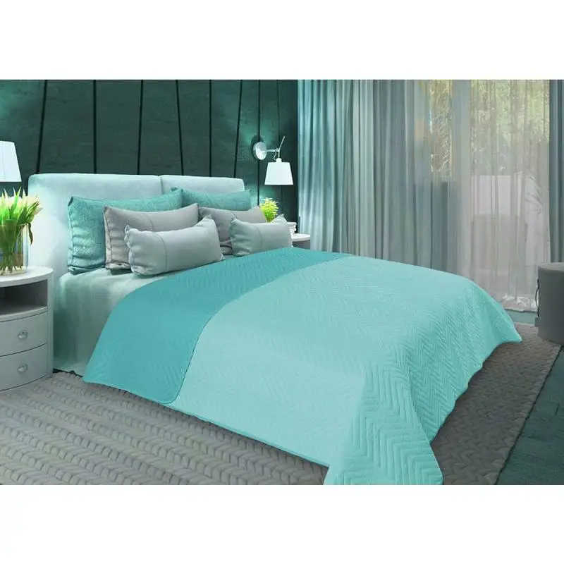 Покрывало евро Amore Mio Sharp 200*220 бирюзовый|Покрывало| |