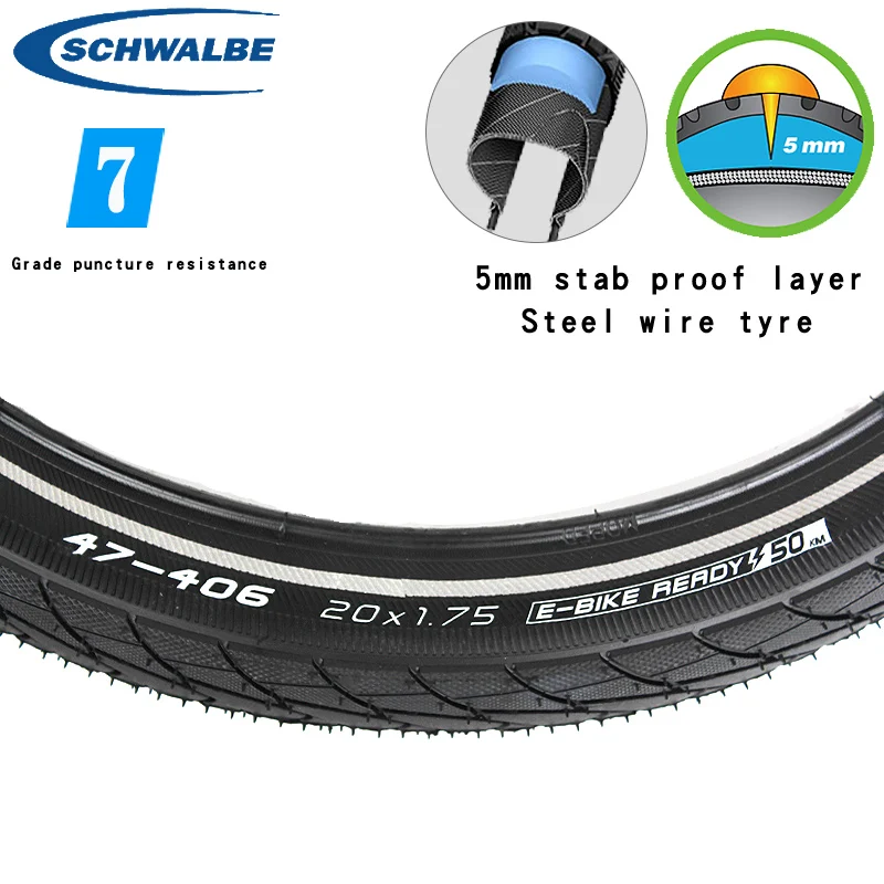 Шины Schwalbe marathon plus 16 дюймов 406 дюйма 20 стальная проволока устойчивые к ударам 16*1 35