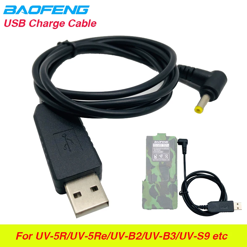 Baofeng USB зарядное устройство зарядный кабель для иди и болтай Walkie Talkie “иди и UV-5R UV-5re UV-82 BL-5L 3800 мА/ч, литий-ионным Батарея двухстороннее радио