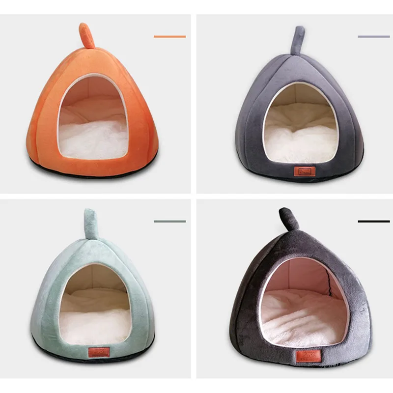 

New Style Pet Dog Pumpkin Shape Cat Nest Warm Bed Detachable Soft Beds Cushion Mat Indoor Basket For Small Puppy Kitty House