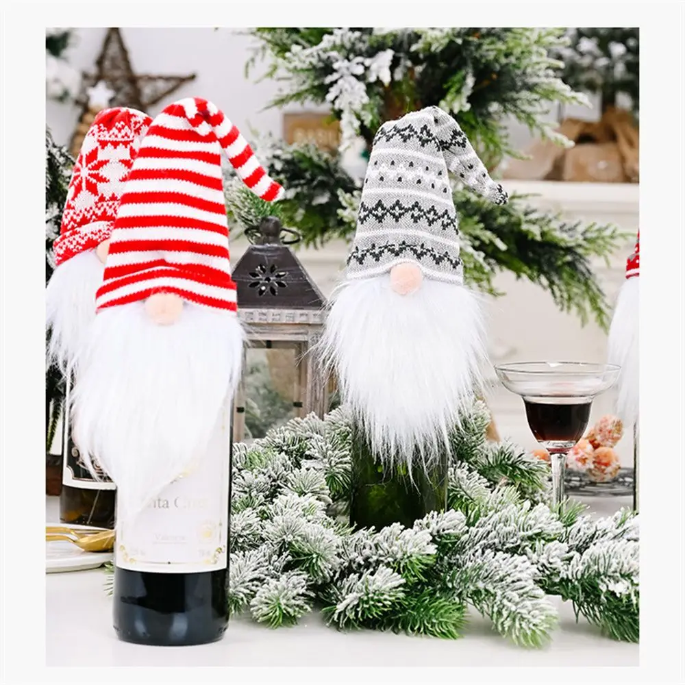 

Festival New Year Gift Table Decoration Home Ornament Faceless Gnome Cloth Wine Bottle Cover Christmas