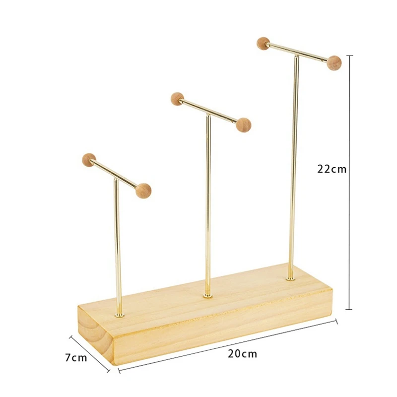 

3-Tier Metal Earring Holder & Wood Base Tabletop Hanging Jewelry Organizer/Earring & Bracelet Display Holder Stand